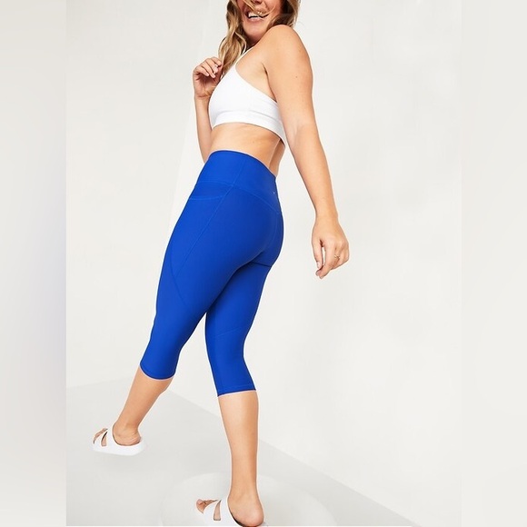 Old Navy Active Blue Go-Dry Elevate High-Waisted Crop Leggings - Picture 3 of 11